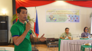 Engr. Albert Barrogo, PRDP I-Build Component Head of the Project Support Office for Visayas clarifies about the documentary requirements needed for the proposed FMR sub projects. Looking on is DA RFO 8’s Regional Executive Director and concurrent RPAB Chair Bernadette F. San Juan and Ms Corazon Alvero, Planning Officer of the Province of Leyte representing RPAB Vice –Chair Hon. Governor Leopoldo Dominico L. Petilla.