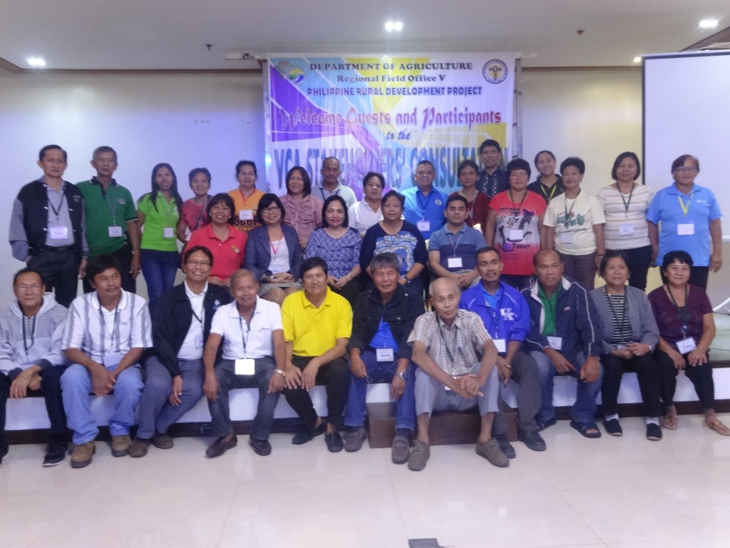 The RPCO V I-PLAN team headed by Aloha Gigi I. Bañaria (4th from left, second row) together with the participants of the VCA for Pineapple Stakeholders’ consultation in Camarines Norte on July 6, 2015. 