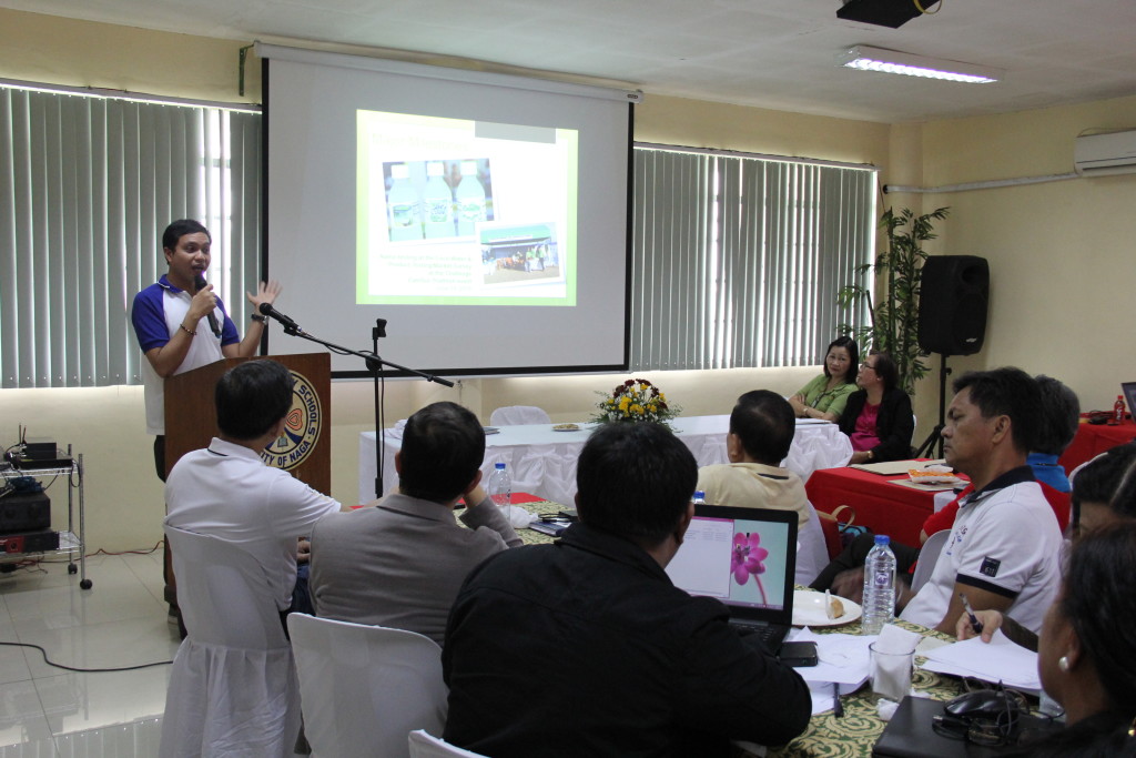 3. PRDP Project Support Office South Luzon Director Shandy M. Hubilla promotes the “Be Cool” coco water during a meeting with DepEd Regional Office V Regional Director Ramon Fiel G. Abcede and superintendents of different school divisions of Bicol and other DepEd officials on February 8, 2016 in Naga City. 