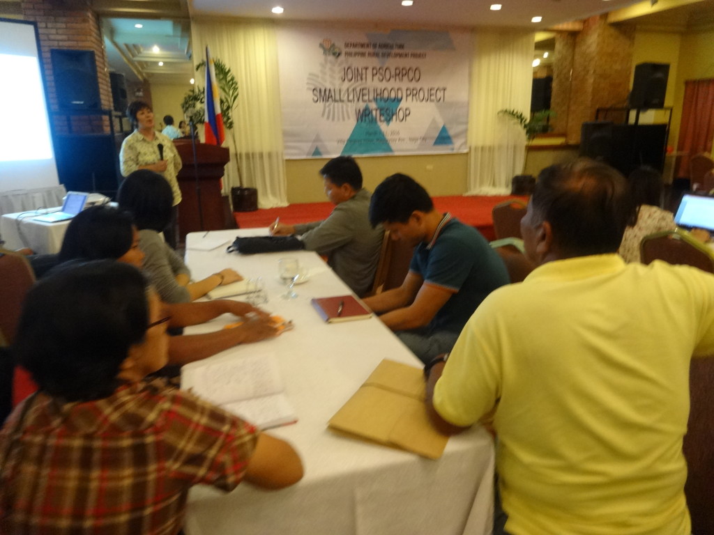 RPCO V I-REAP Component Head Adelina A. Losa commends the active partnership of the participants and technical staff during the Joint PSO-RPCO Small Livelihood Project Writeshop to fast track the approval of SLPs for calamity-affected areas in Bicol. 