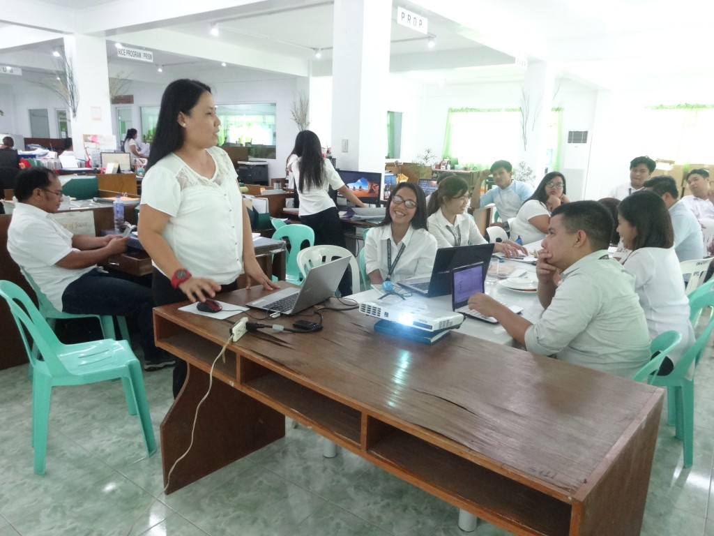 M&E Officer Rhodelia S. Remot stresses the role of each PRDP component and unit staff in producing combined outputs required  in the full implementation of the web-based MIS.