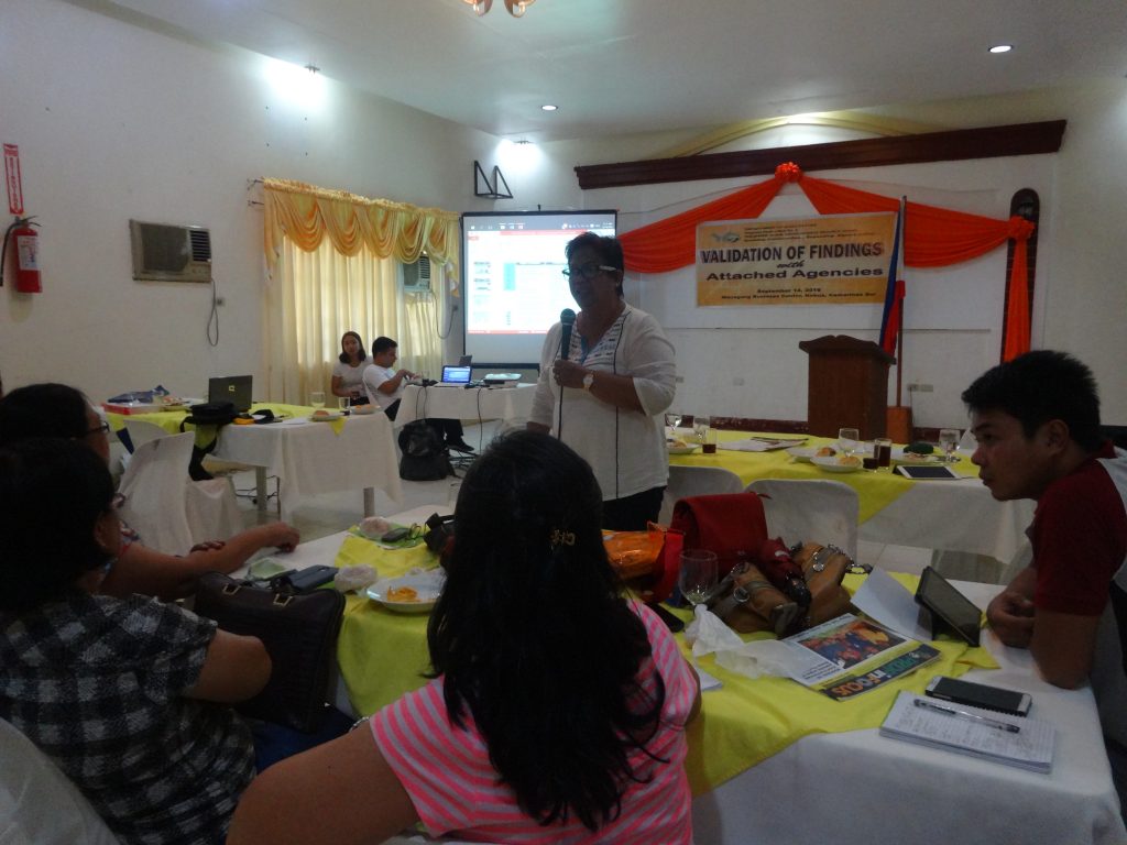 PRDP-Bicol I-PLAN Component Head Aloha Gigi I. Bañaria stresses that “Good planning starts with good data” during the Validation of Findings With Attached Agencies held on September 14, 2016 in Nabua, Camarines Sur. (Photo by Annielyn L. Baleza, DA-PRDP RPCO V InfoACE Unit)
