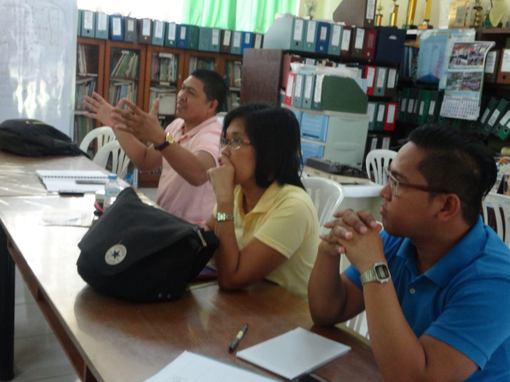 Engr. Julius L. De Villa explains the proposed production schedule of the coco water facility to the project collaborators during a meeting held on September 22, 2016 in Pili, Camarines Sur. (Photo by Annielyn L. Baleza, DA-PRDP RPCO V InfoACE Unit)