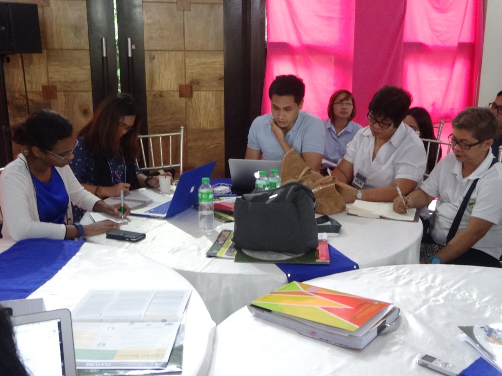 PRDP RPCO V Deputy Project Director and I-REAP Component Head Adelina A. Losa (2nd from right) and Business Development Officer Victoria Eugene S. Florece (1st from right) meet with World Bank Economist Hanane Ahmed (1st from left) during the 3rd World Bank Implementation Support Mission held in Lucena City on November 17, 2016.   